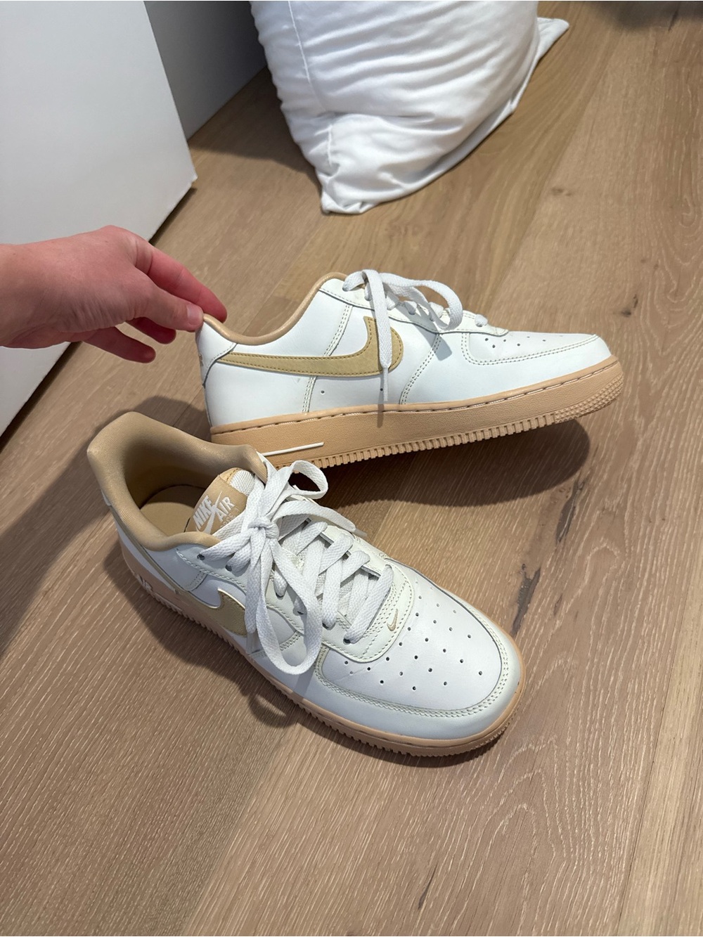 Nike Low-Top Sneakers — White with Beige Accents